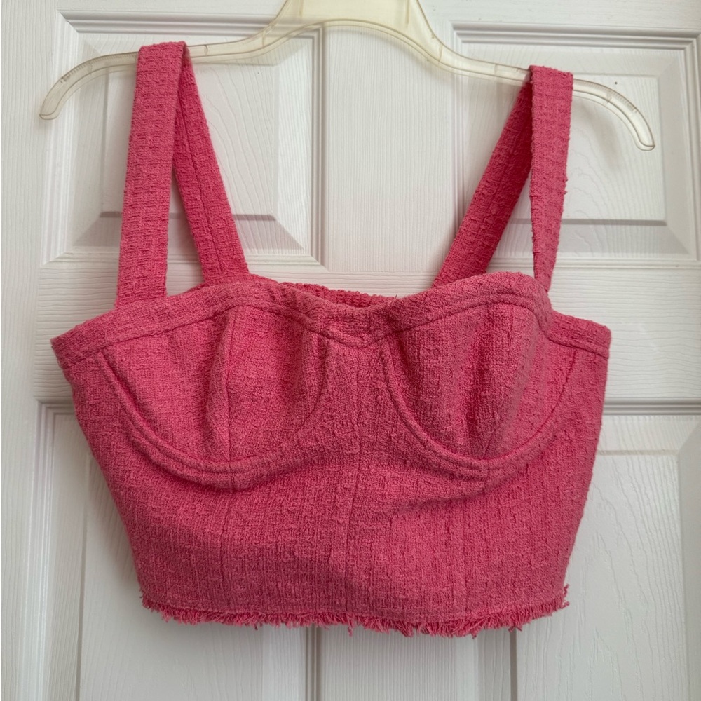 ZARA TEXTURED BUSTIER TOP & LONG SKIRT PINK